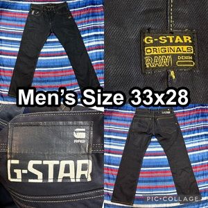 G Star Raw 3301 Dark Wash Blue Navy Denim Men’s Size 33x28 Waxed Jeans
